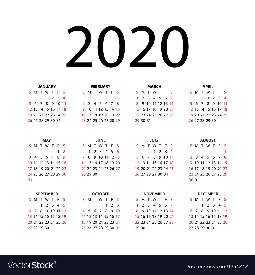 Calendar For 2020