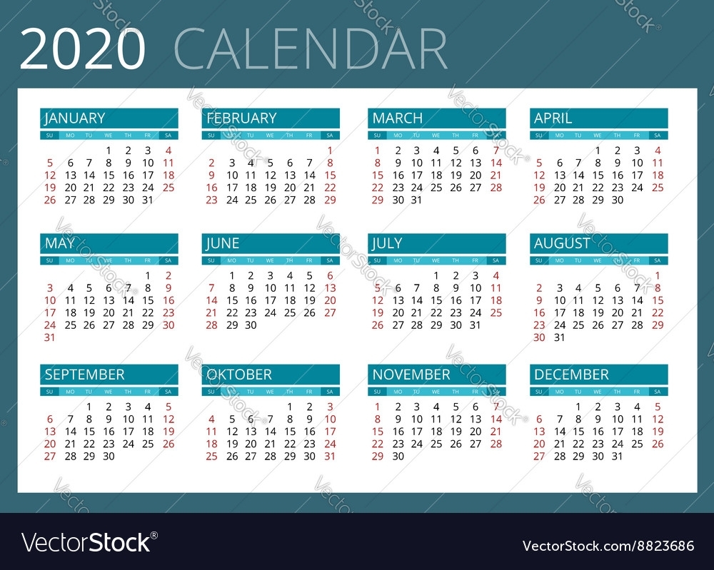Calendar For 2020 Week Starts Sunday Simple
