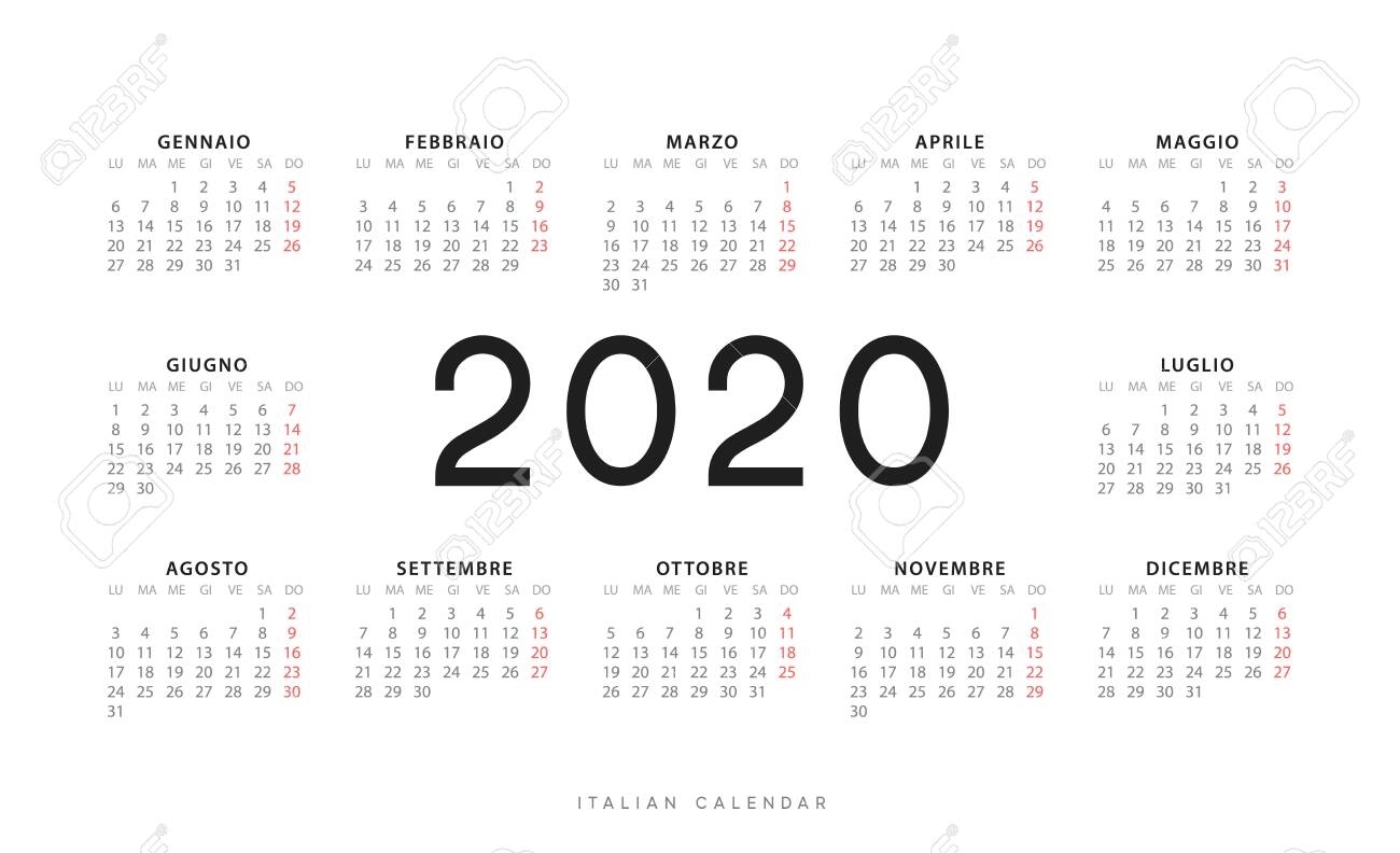 Calendar For 2020 Year. Week Starts On Monday. Planner For 12..