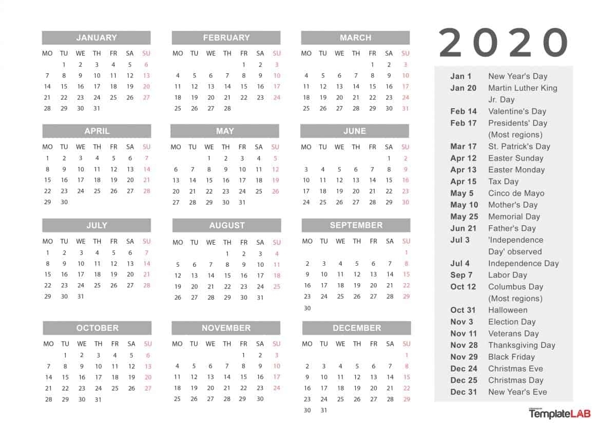 Calendar Labs 2020 | Free Printable Calendar