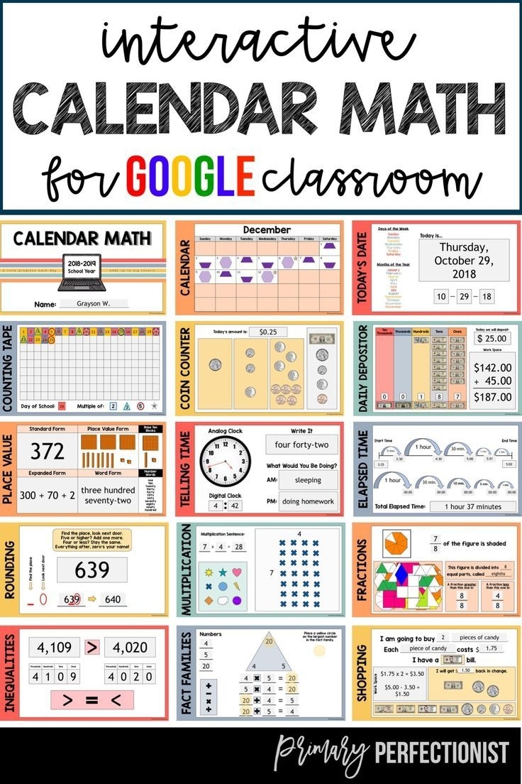 Calendar Math For Google Slides / Google Classroom Provides