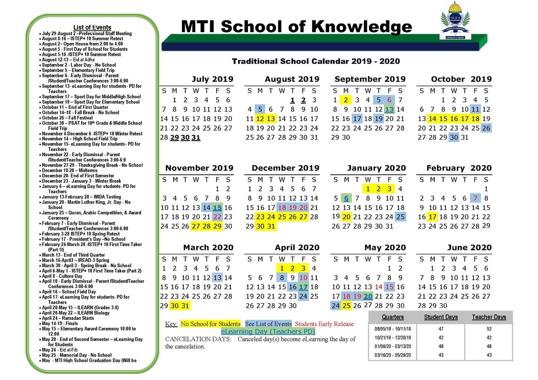 Calendar - Mti School Of Knowledge