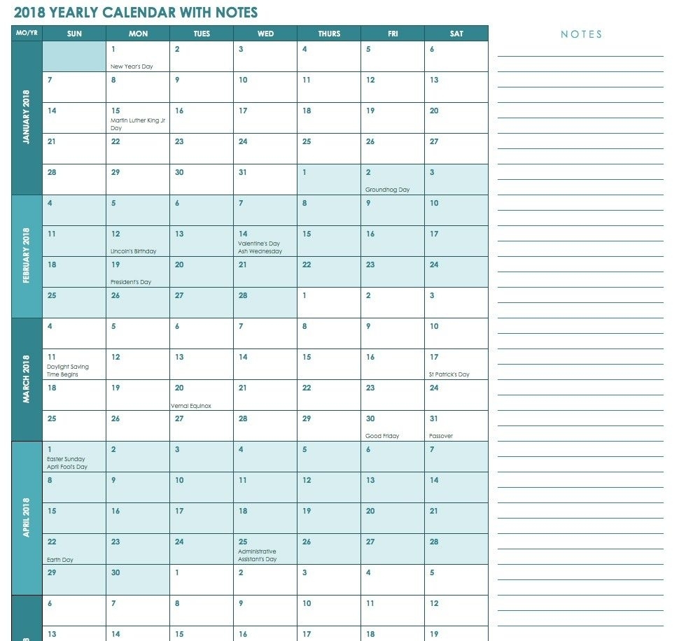 Calendar Notes - Ukran.soochi.co 12 Month Calendar With Room