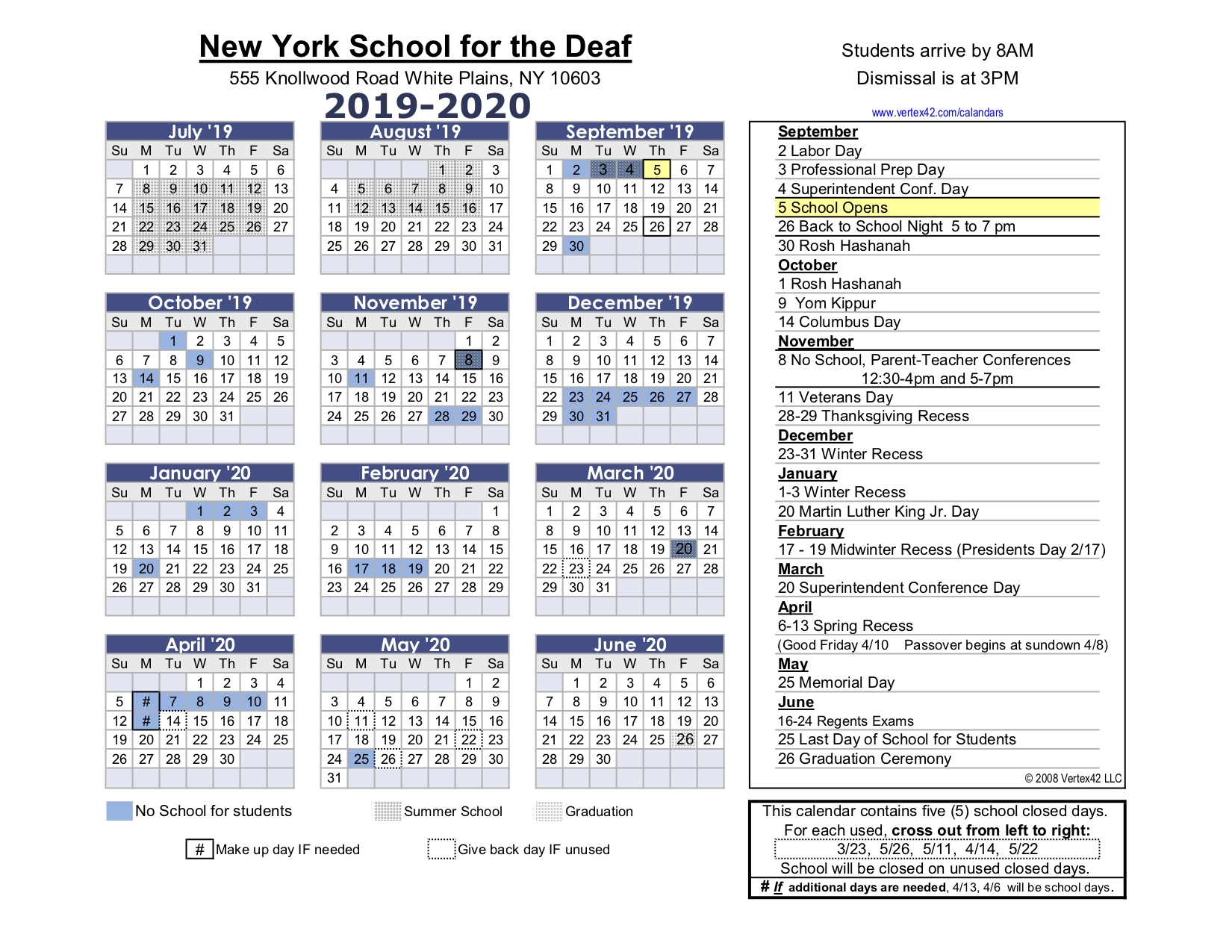 Calendar - Nysd