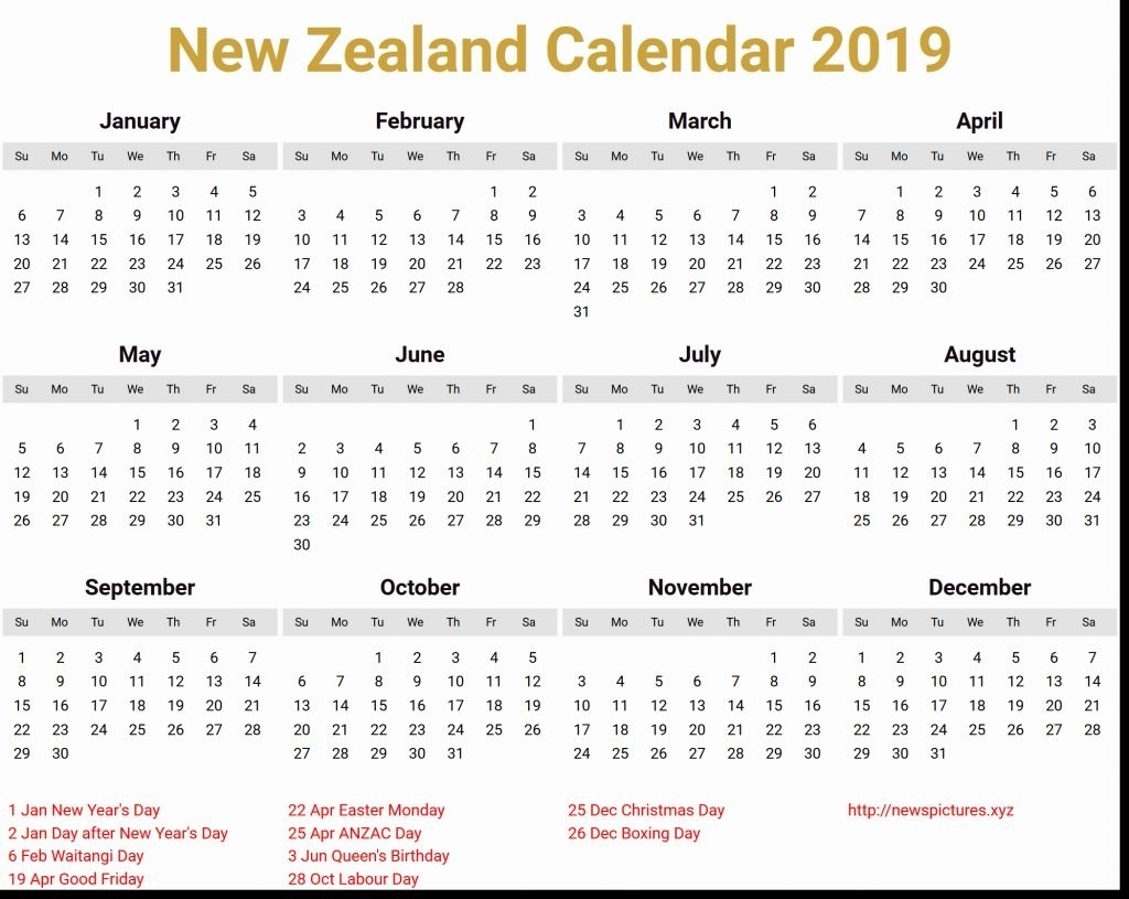 Calendar Nz Holidays | One Page Calendar Printable
