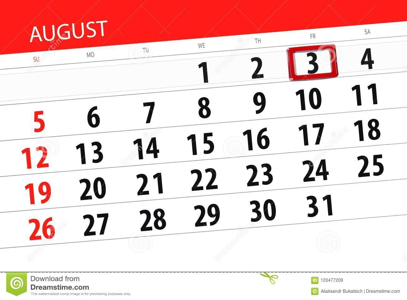 Calendar Planner For The Month, Deadline Day Of The Week