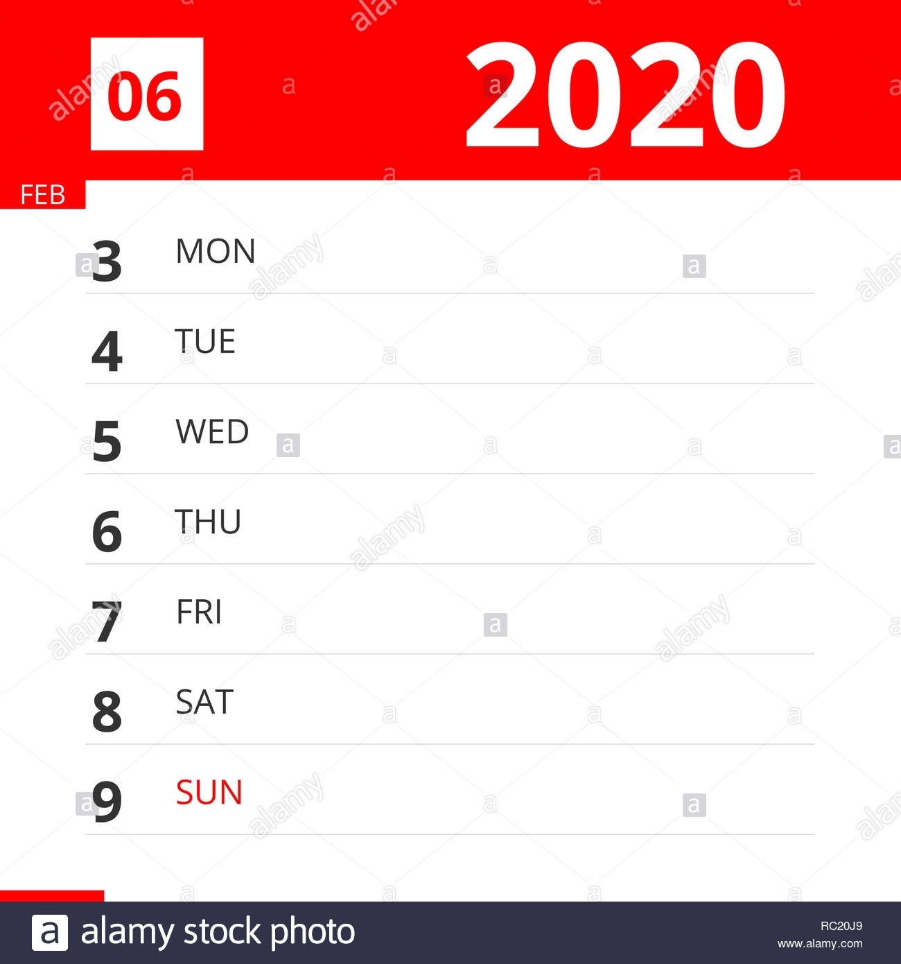 Calendar Planner For Week 06 In 2020, Ends February 9, 2020
