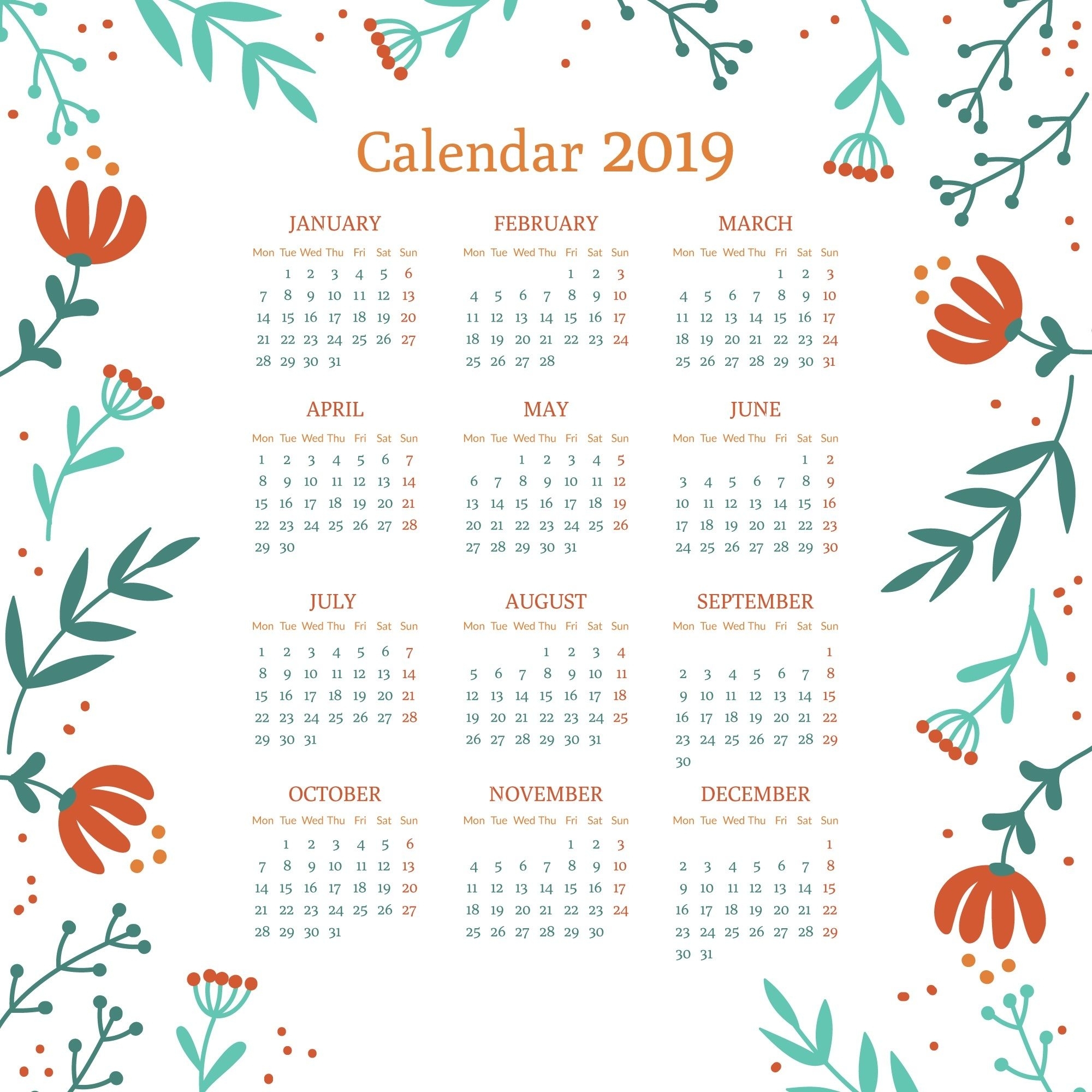 Calendar Printable 2019 Template | Printable Calendar