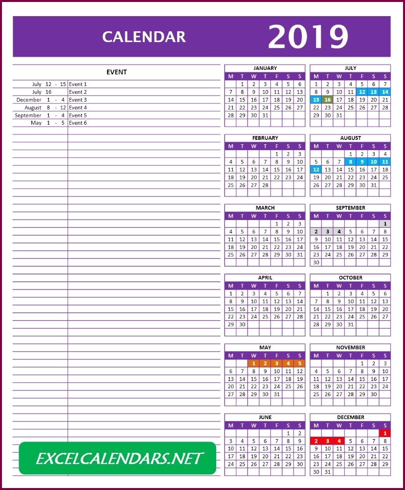 Calendar Templates For Year 2017 | 2018 | 2019 | 2020