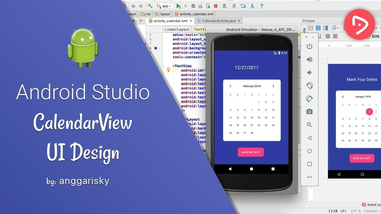Calendar View Tutorial With Example In Android Studio Tutorial