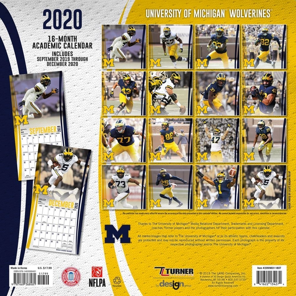 Calendars Michigan Wolverines Wall Calendar Fsc Certified Paper Full Color  Pages - All Major Holidays