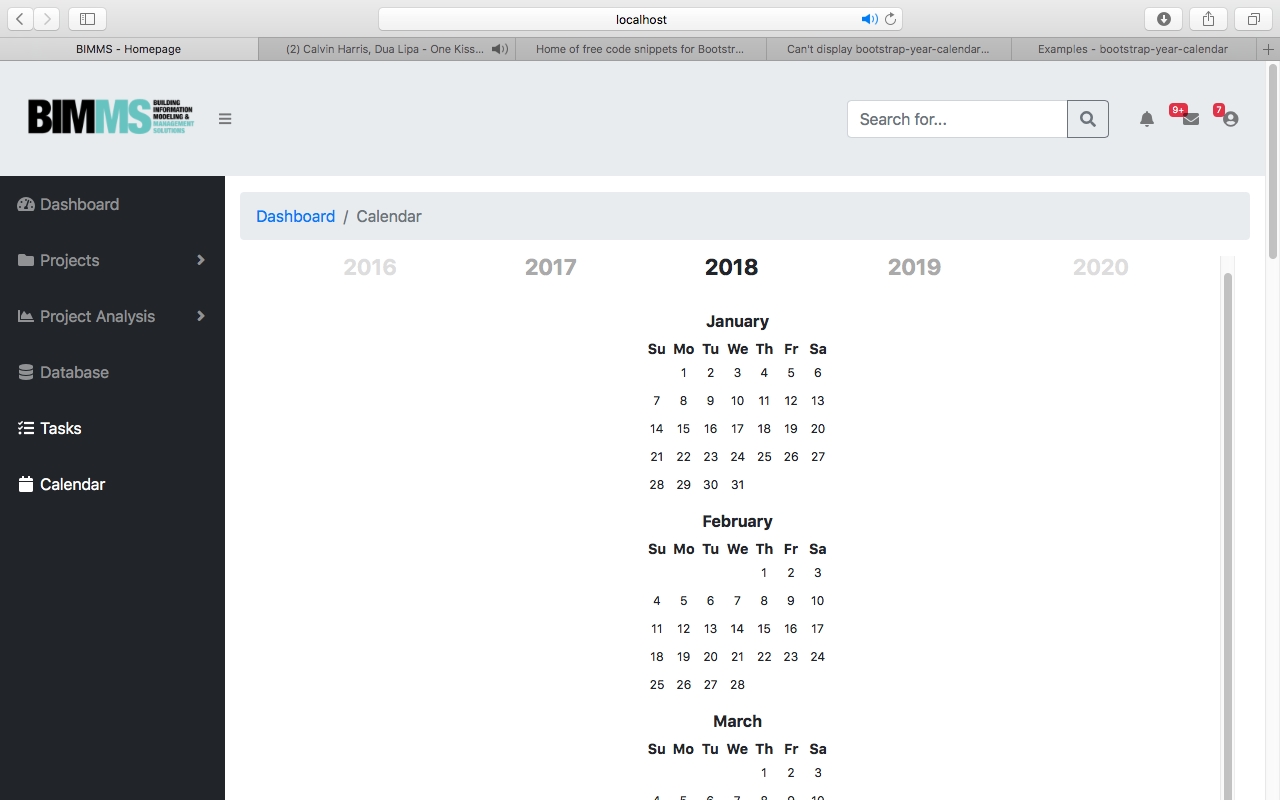 Can't Display Bootstrap Year Calendar Correctly And Trouble