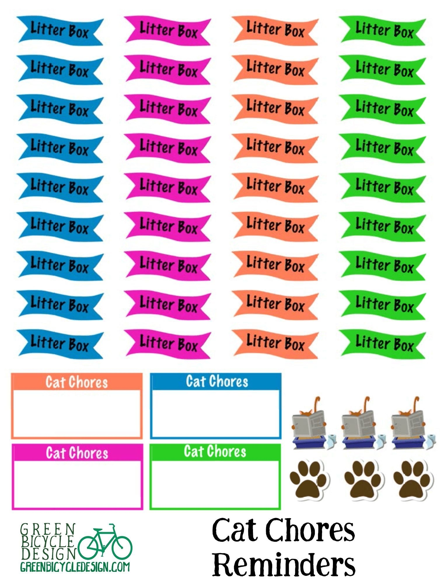 Cat Care Calendar Reminder Planning Stickers | Stickers For