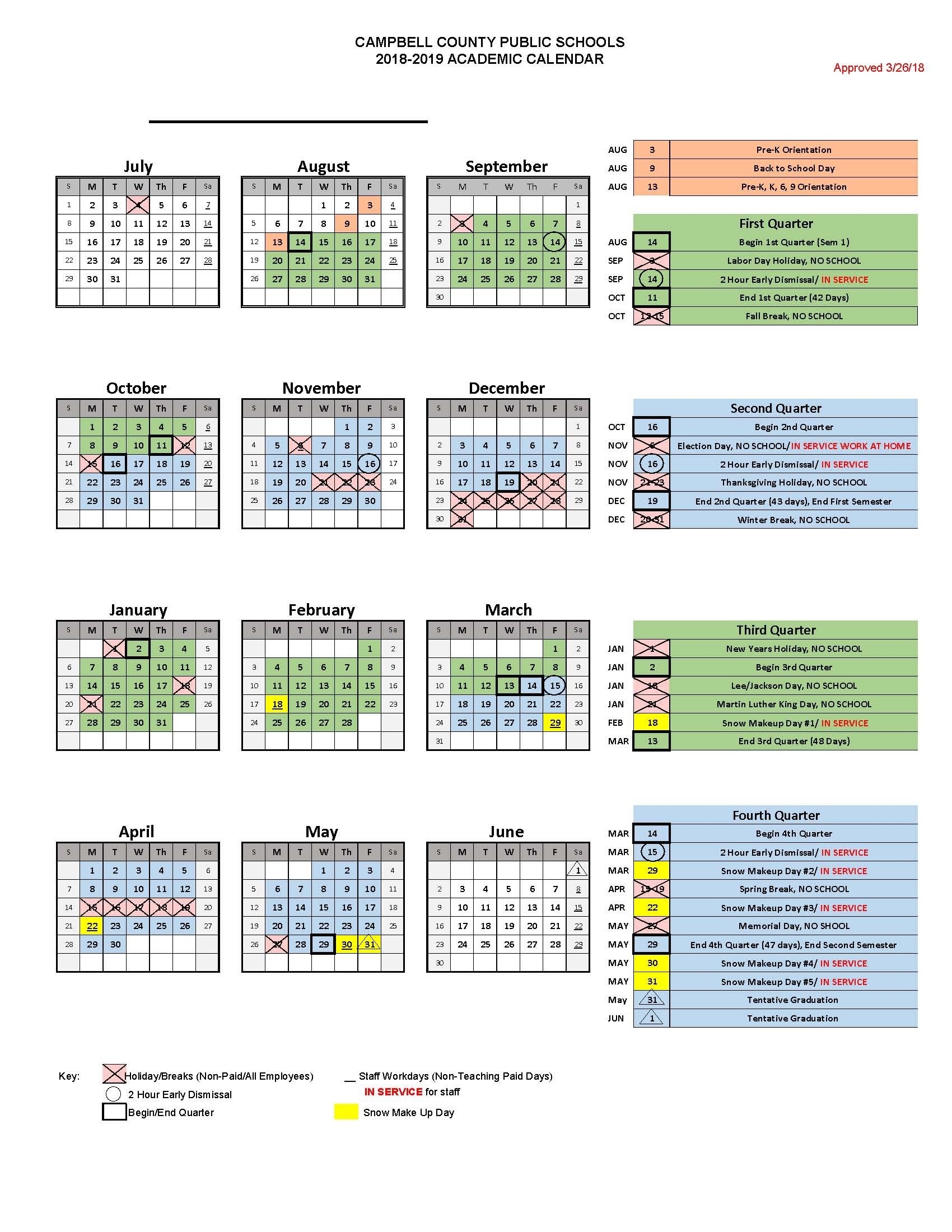 Ccps 2018-2019 Calendar - Campbell County Public Schools