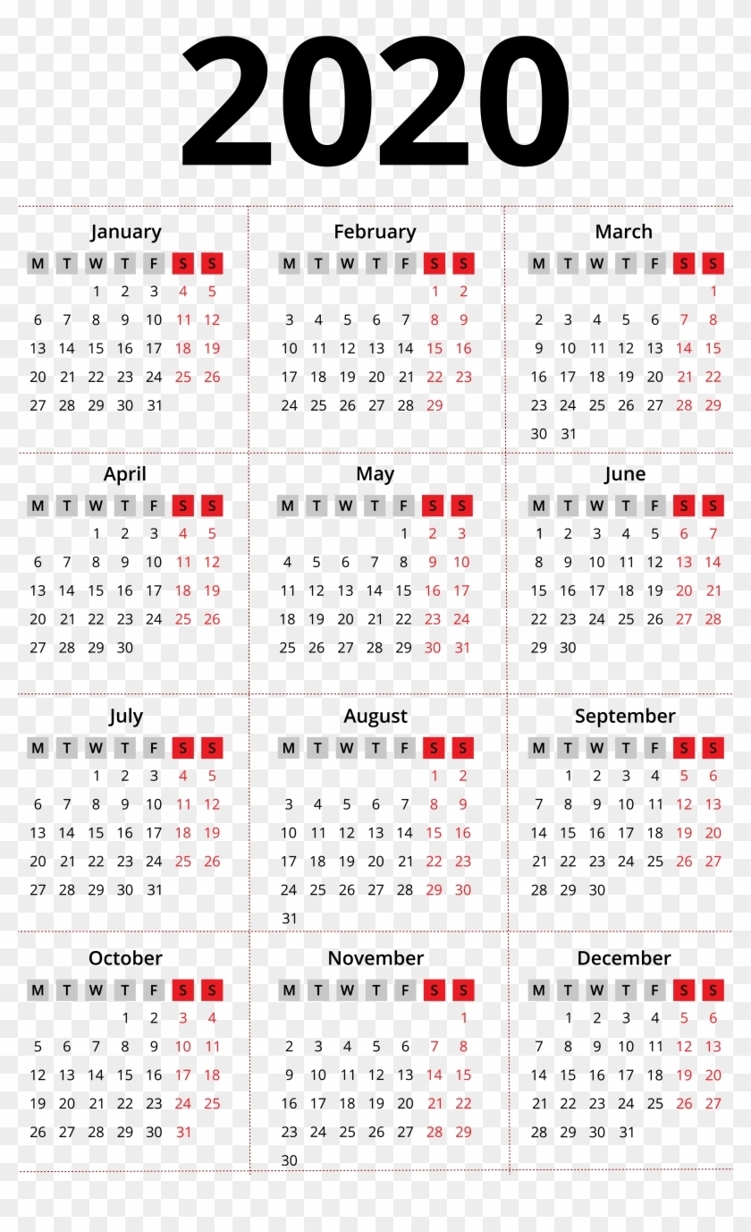 Chinese Lunar Calendar 2020 Printable Template