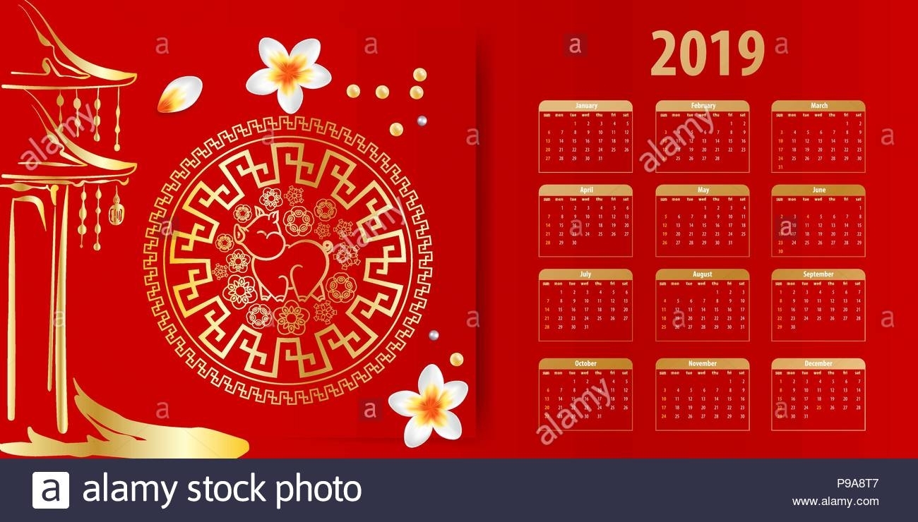 Chinese New Year Calendar 2019 Stock Vector Art