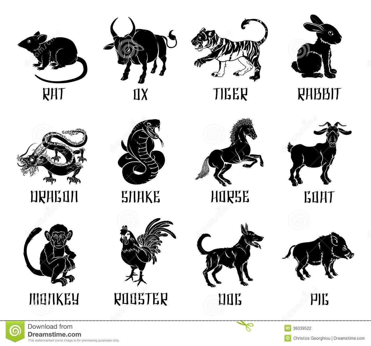 Chinese Zodiac Animal Icons Stock Vector - Illustration Of