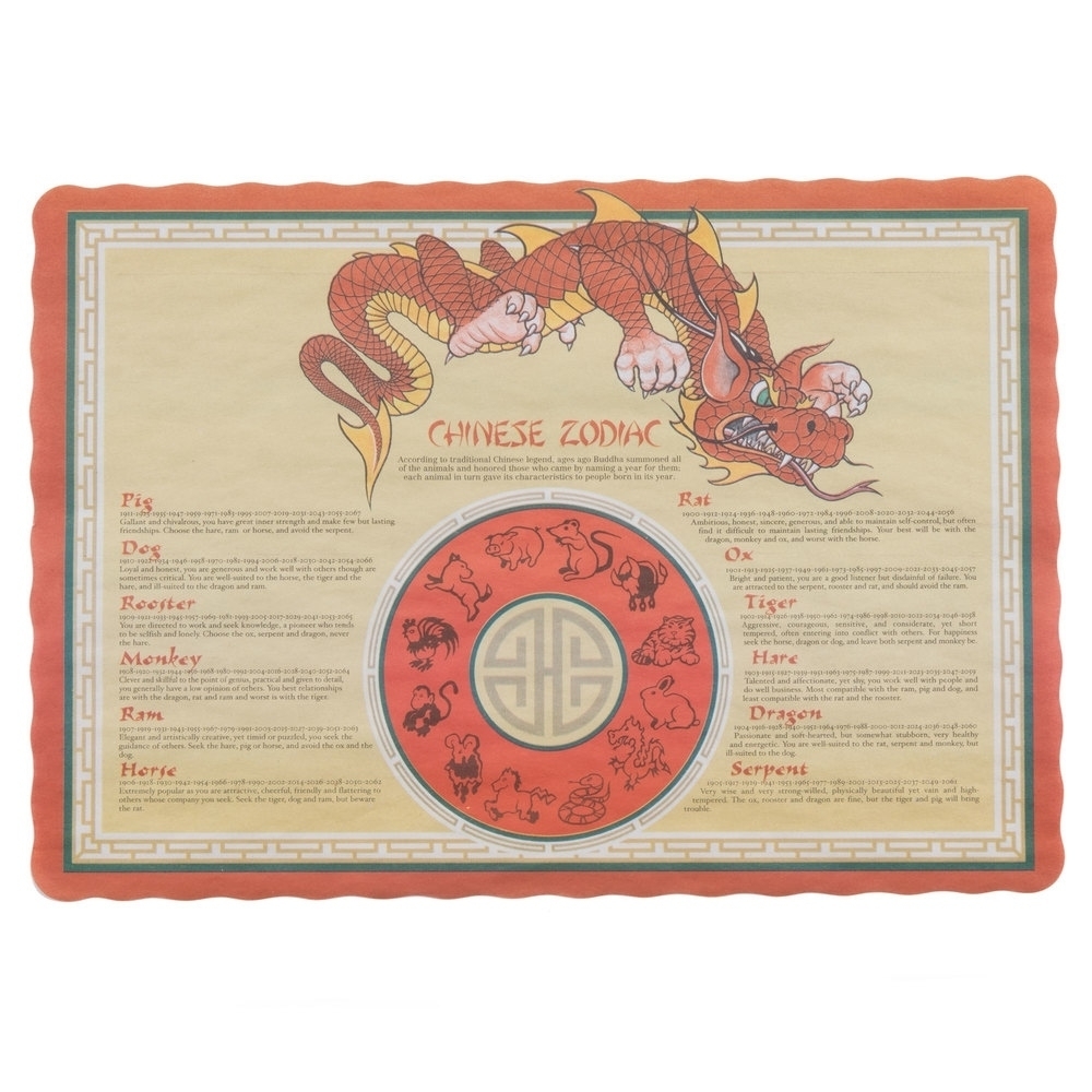 Chinese Zodiac Calendar Placemat • Printable Blank Calendar