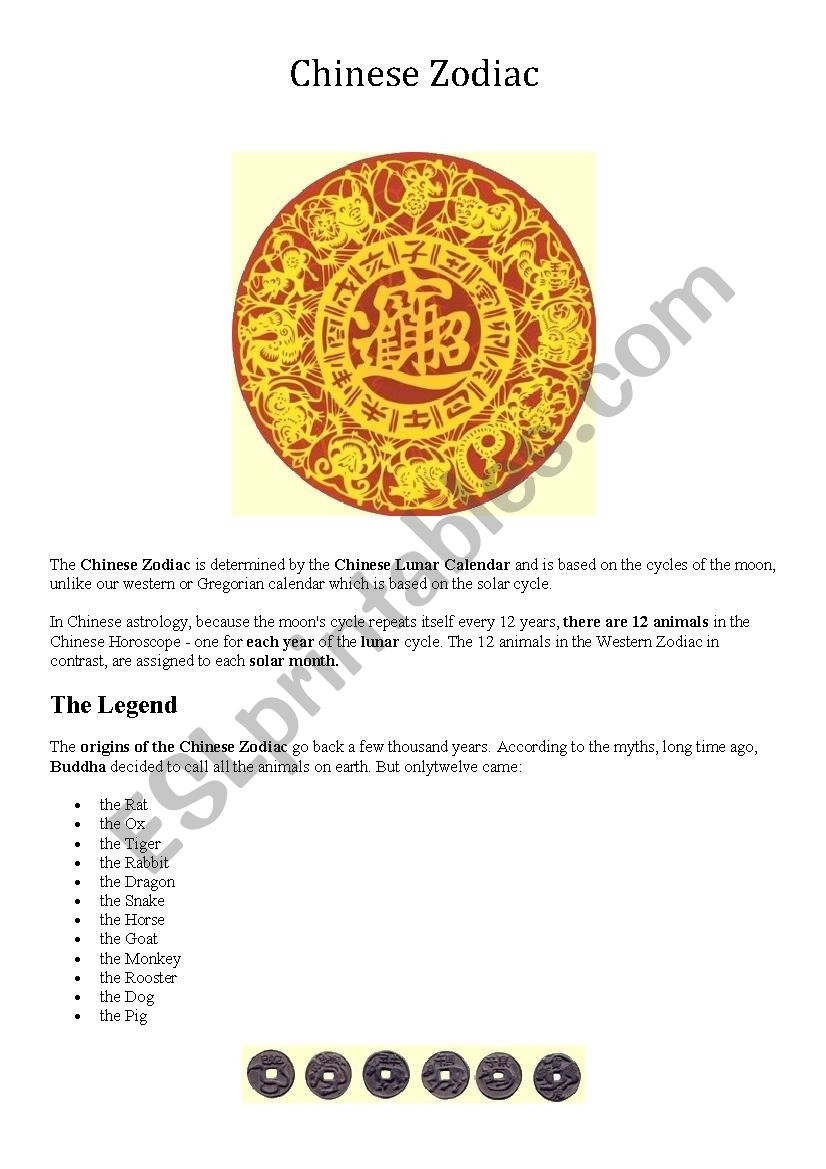 Chinese Zodiac - Esl Worksheetruichan