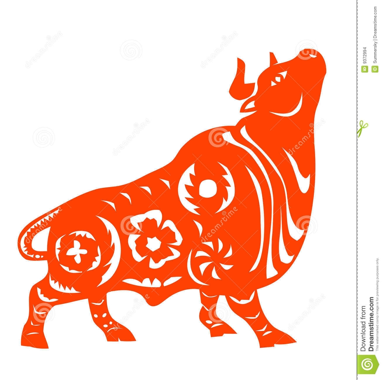Chinese Zodiac Of Ox Stock Vector. Illustration Of Festival