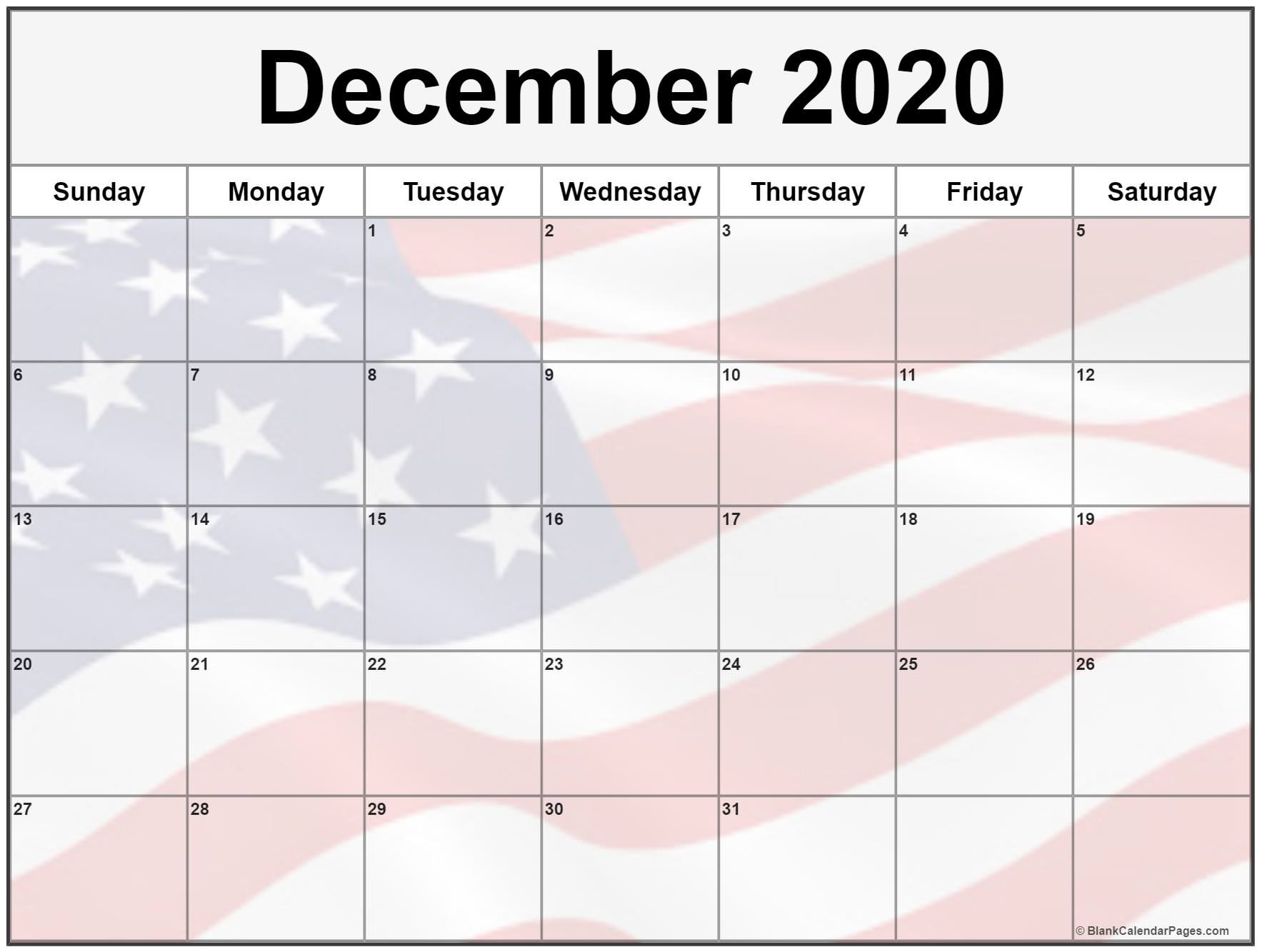 Collection Of December 2020 Photo Calendars With Image Filters.