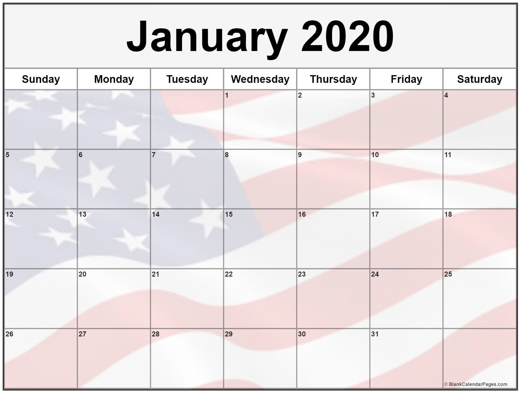 Collection Of January 2020 Photo Calendars With Image Filters.