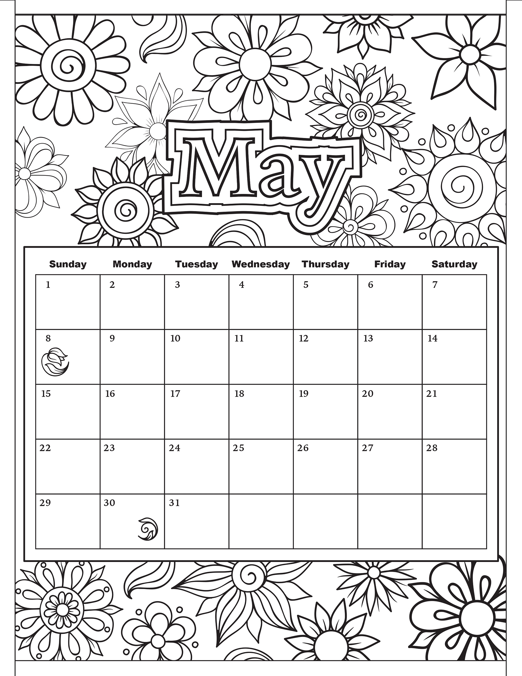 2025 January Calendar Page Online Printable Coloring