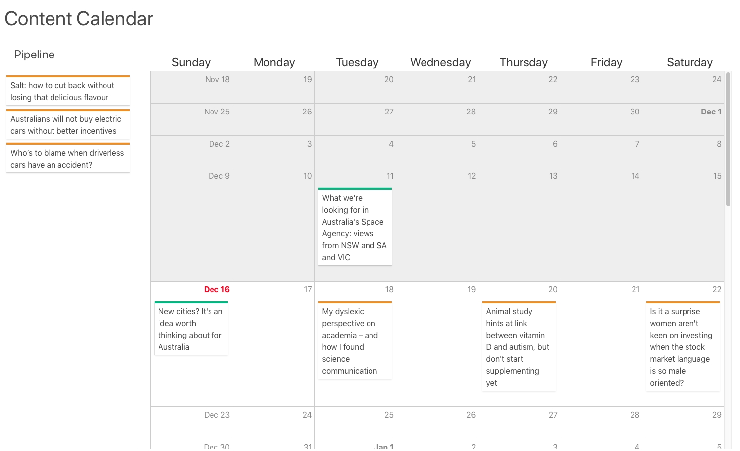 Creating A Content Calendar For Your Contentful Content