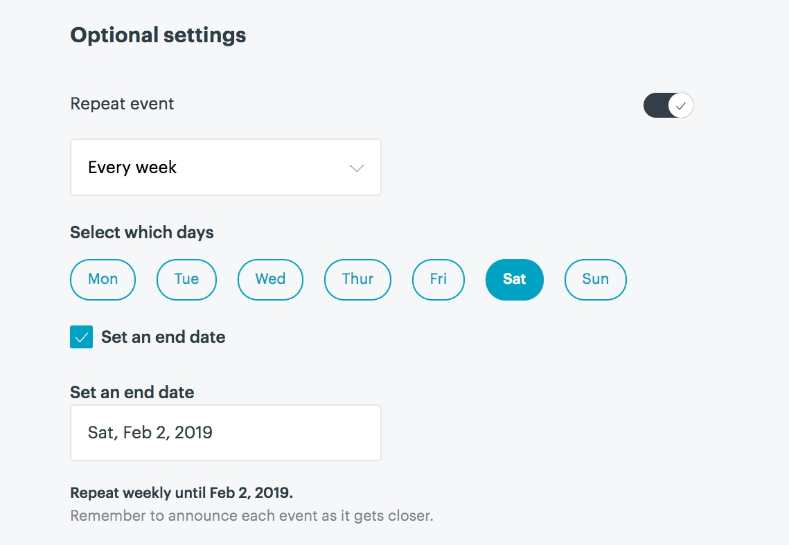 Creating A Repeating Event – Meetup