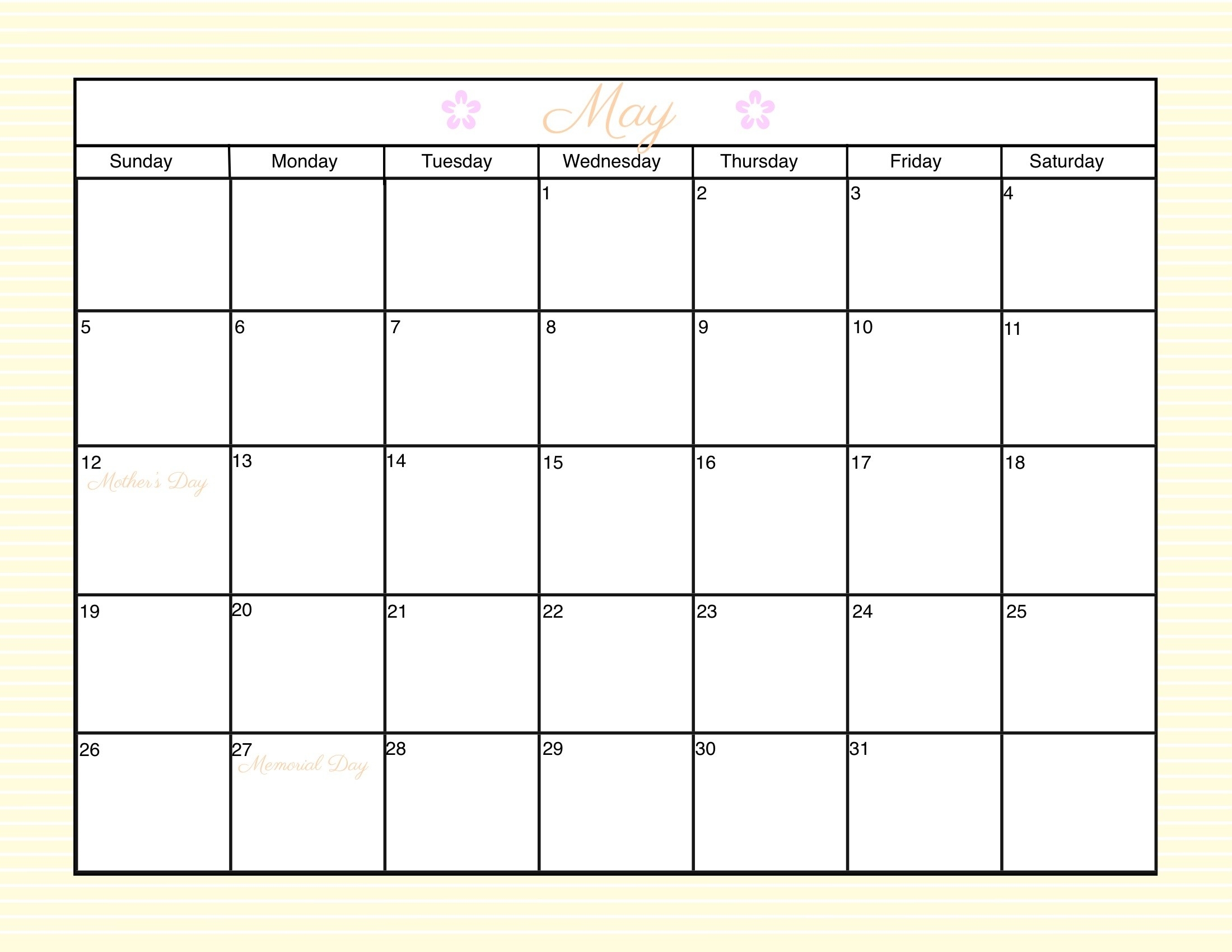 Customizable Printable Calendar 2016 Customizable Monthly