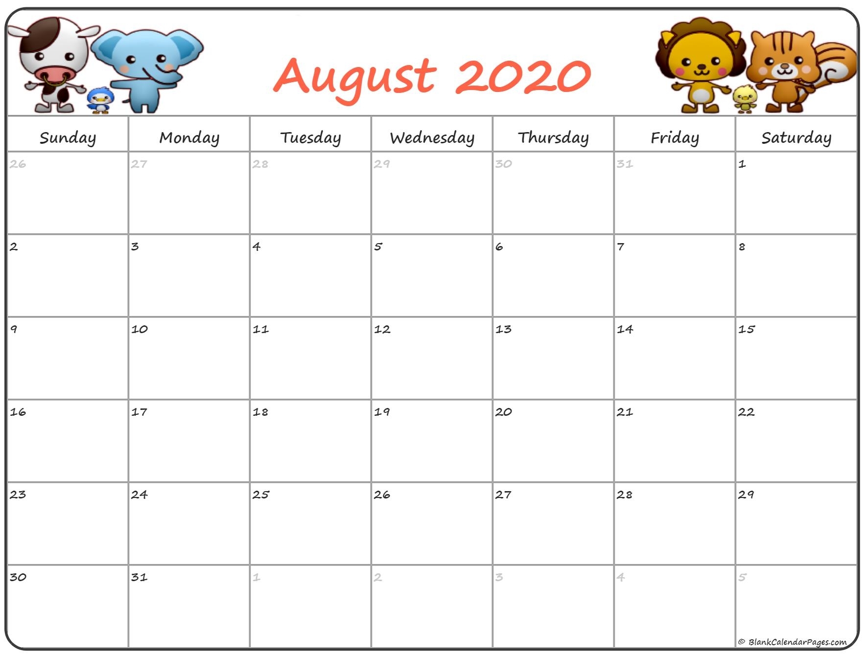 Cute August 2020 Calendar