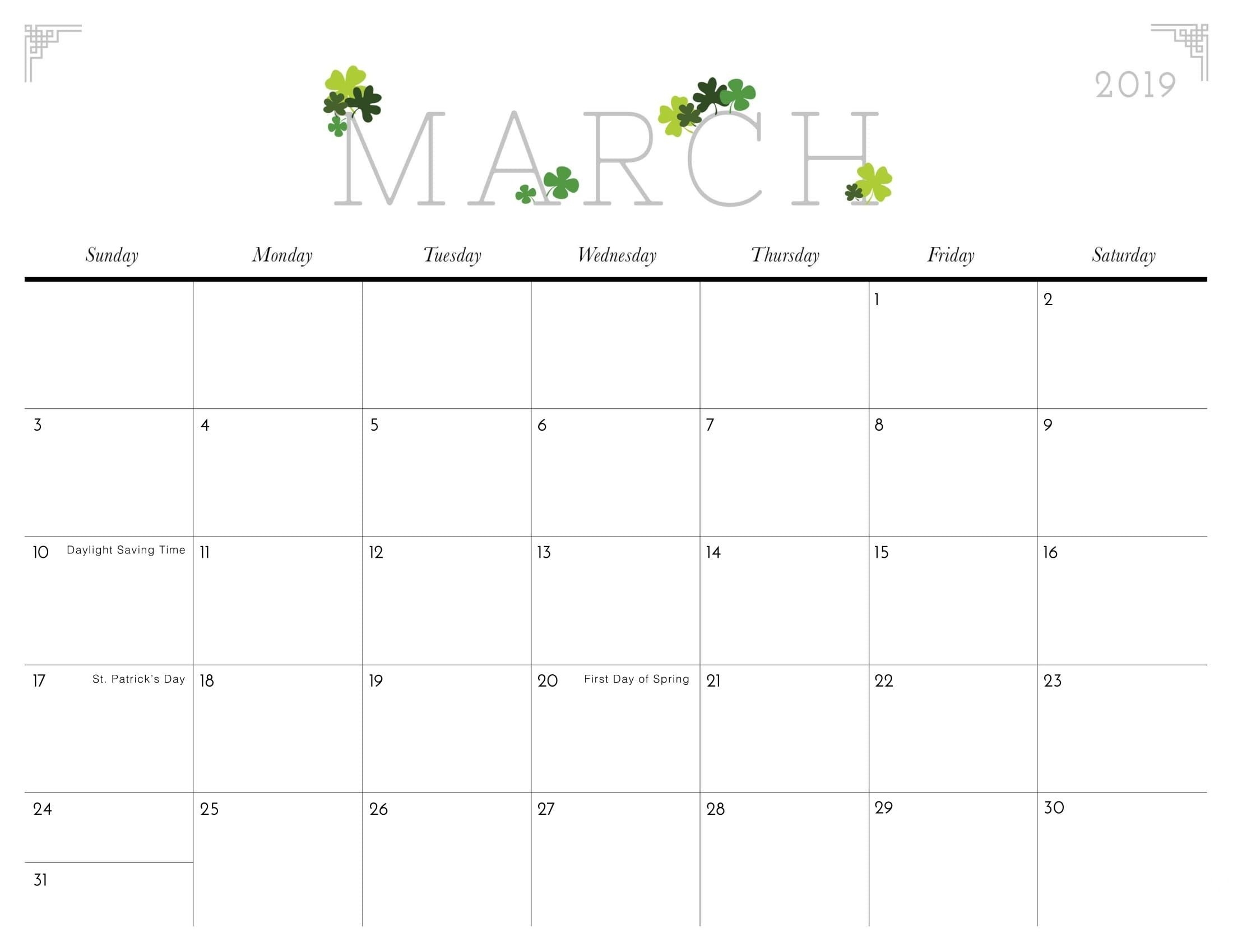 Cute March 2019 Calendar Template | Calander Printable, Kids