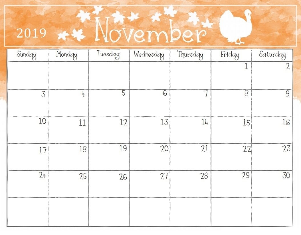 Cute November 2019 Calendar - Free August 2019 Calendar