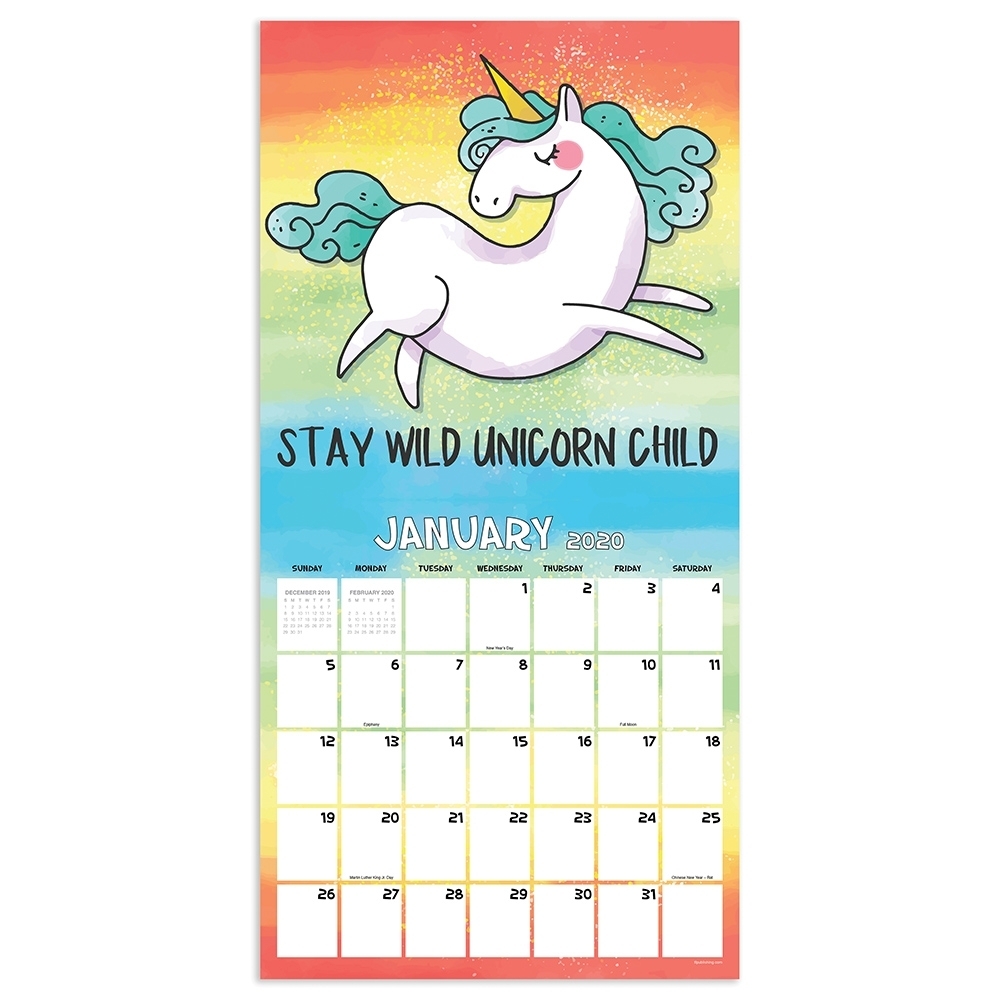 12 Month Free Printable Unicorn Calendar 2020 layaranathali