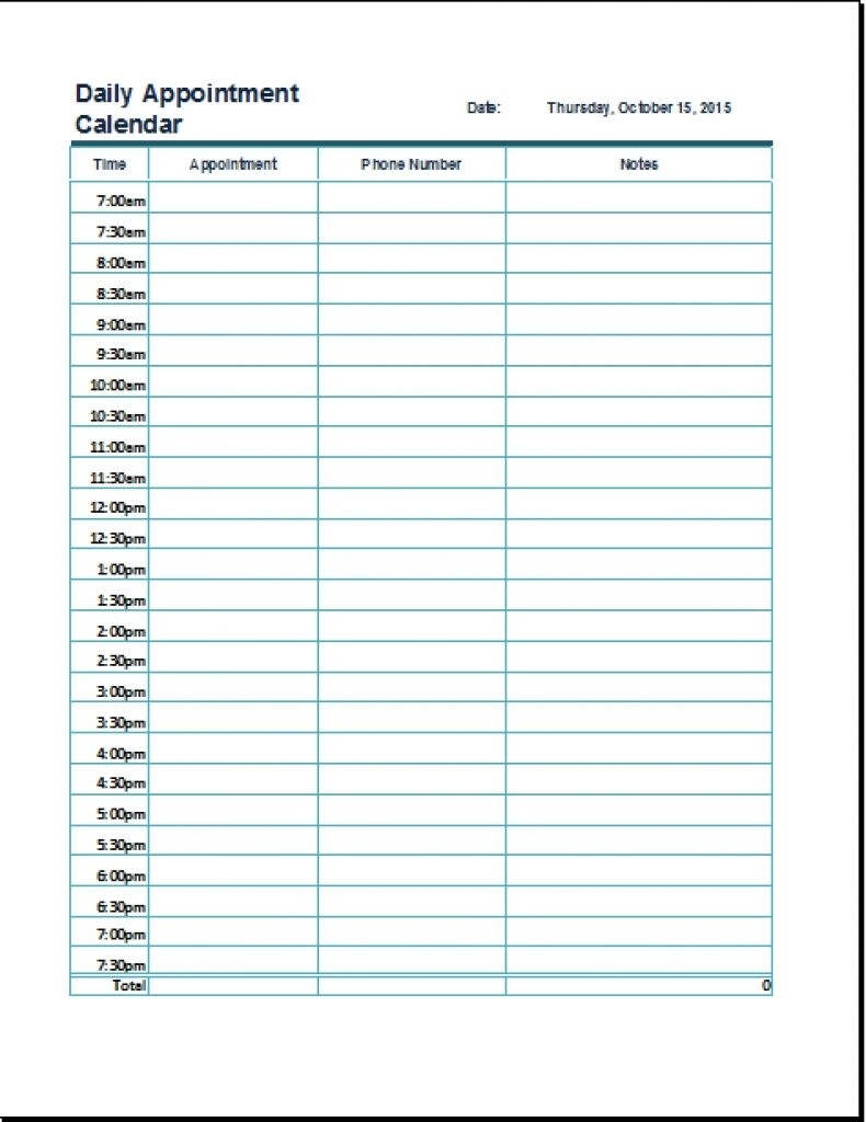 Free Printable Daily Calendar 15 Minute Increments Month Calendar