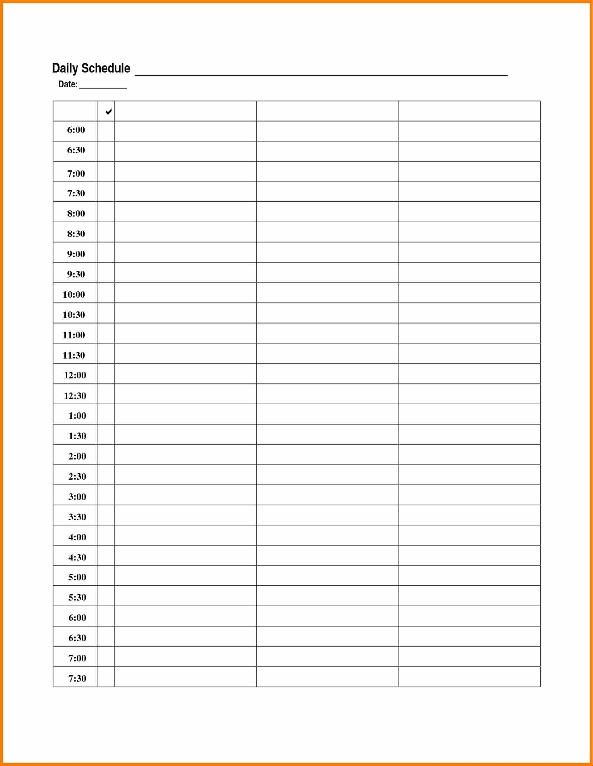 Daily Calendar Excel Template Free Printable | Daily