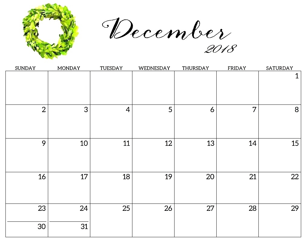 December 2018 Calendar Spanish Free Template Word