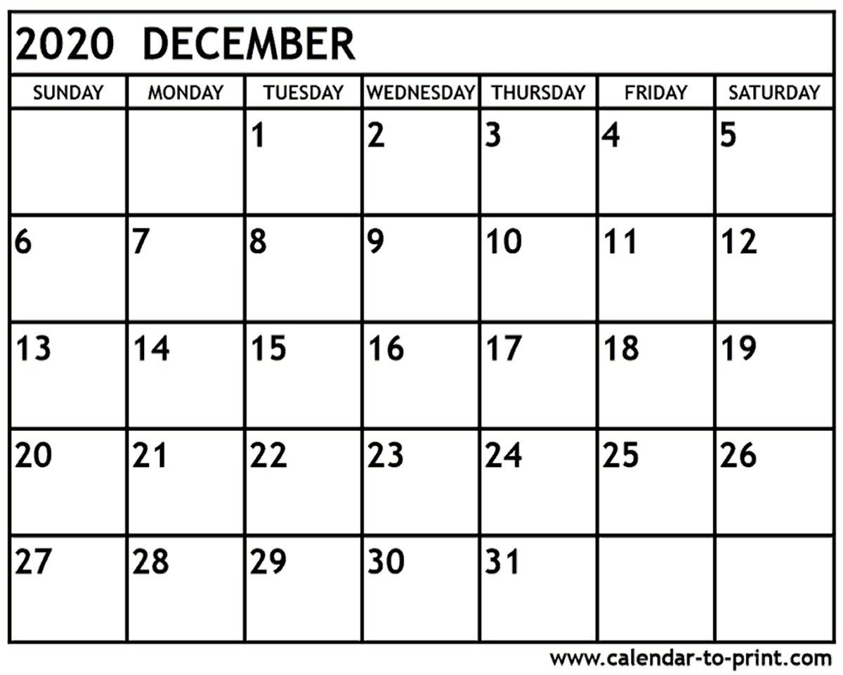 Free Printable Editable Calendar December 2020 Month Calendar Printable