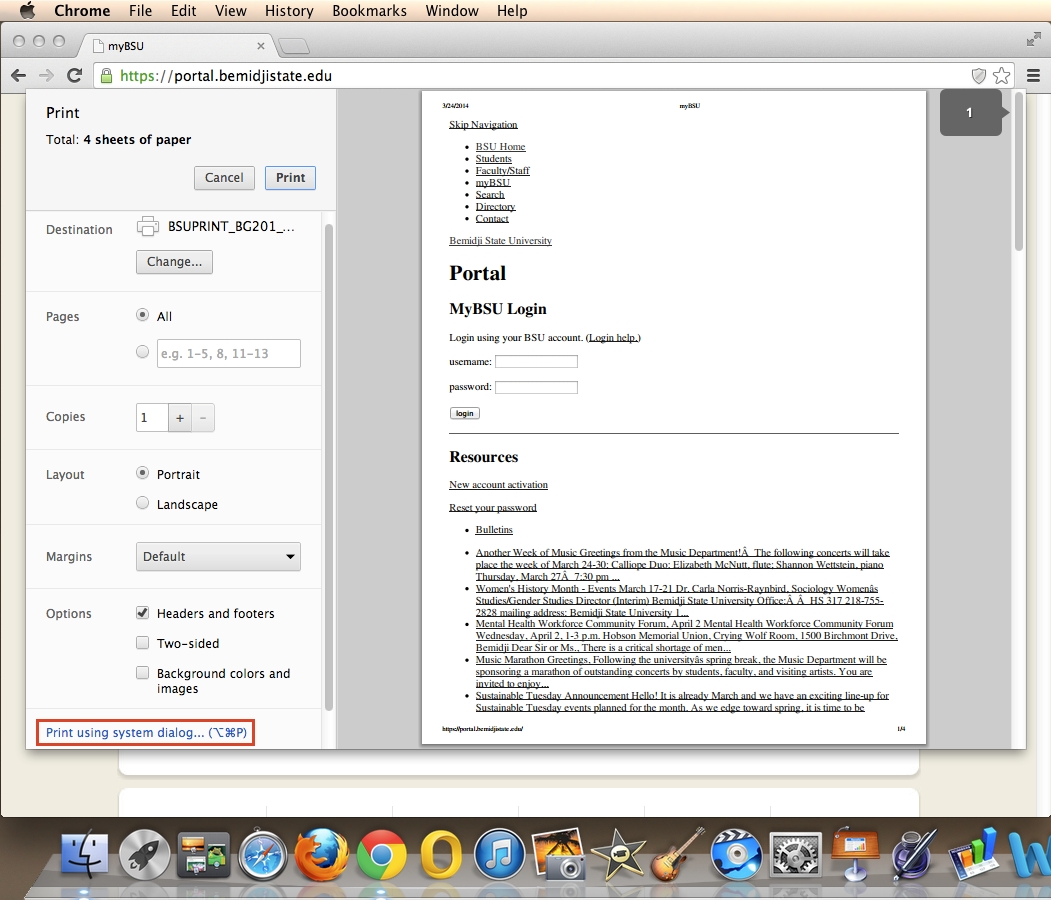 Default Print Settings To Grayscale, Mac Os X: Google Chrome