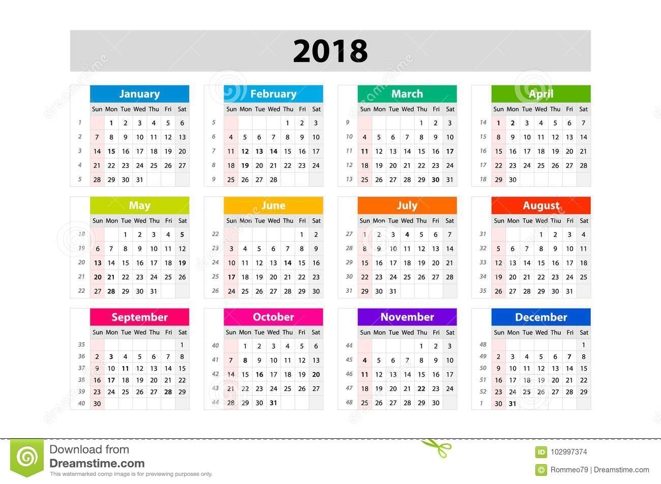 Desk Calendar For 2018 Year. Vector Design Print Template