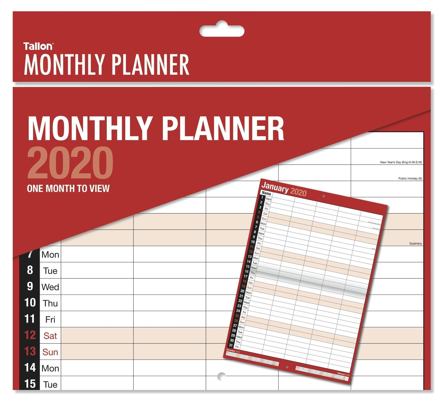 Details About 2020 Monthly Planner Month To View Large Wall Hanging  Calendar 5 Column Tal-3813