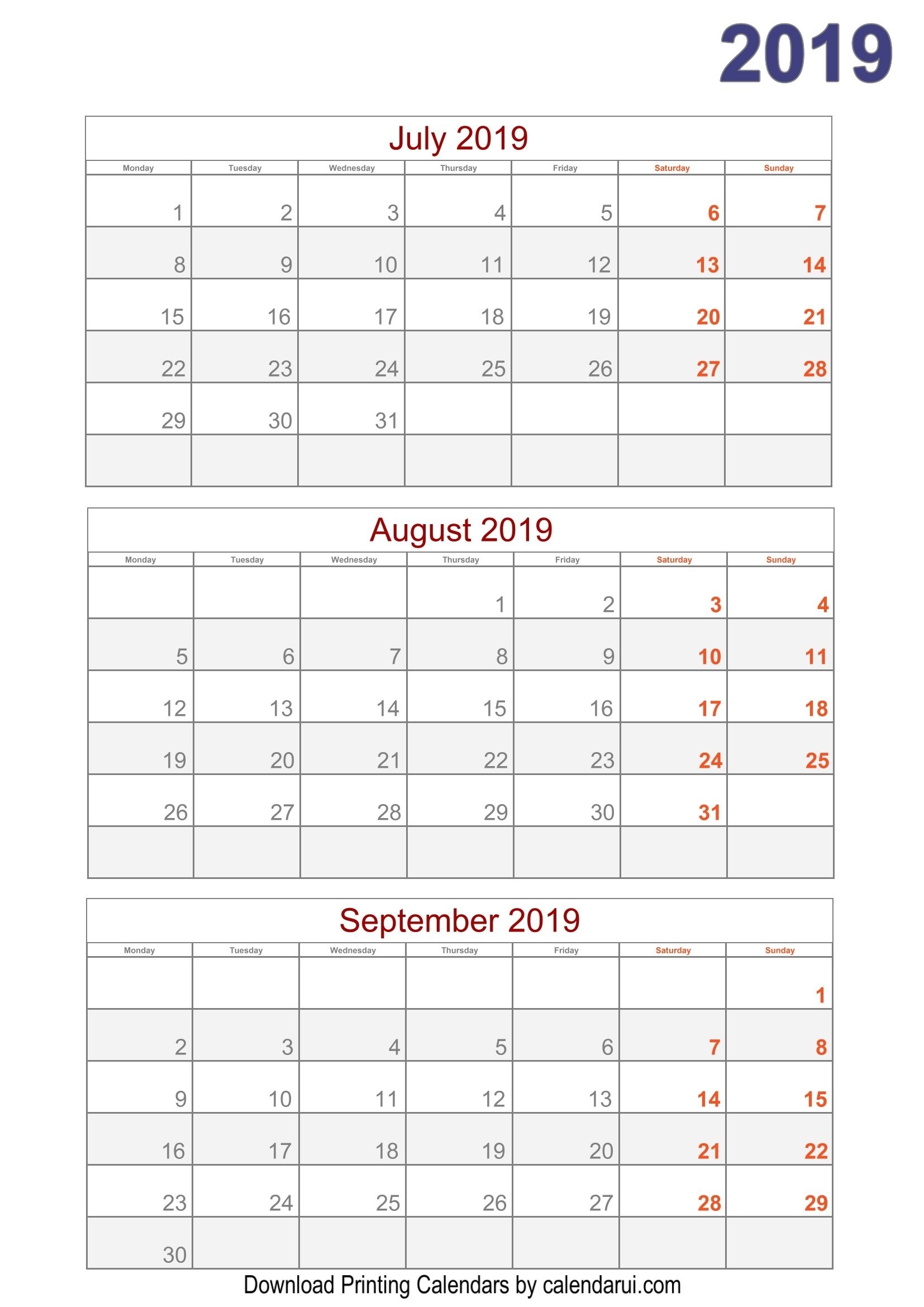 Download 2019 Quarterly Calendar Printable For Free