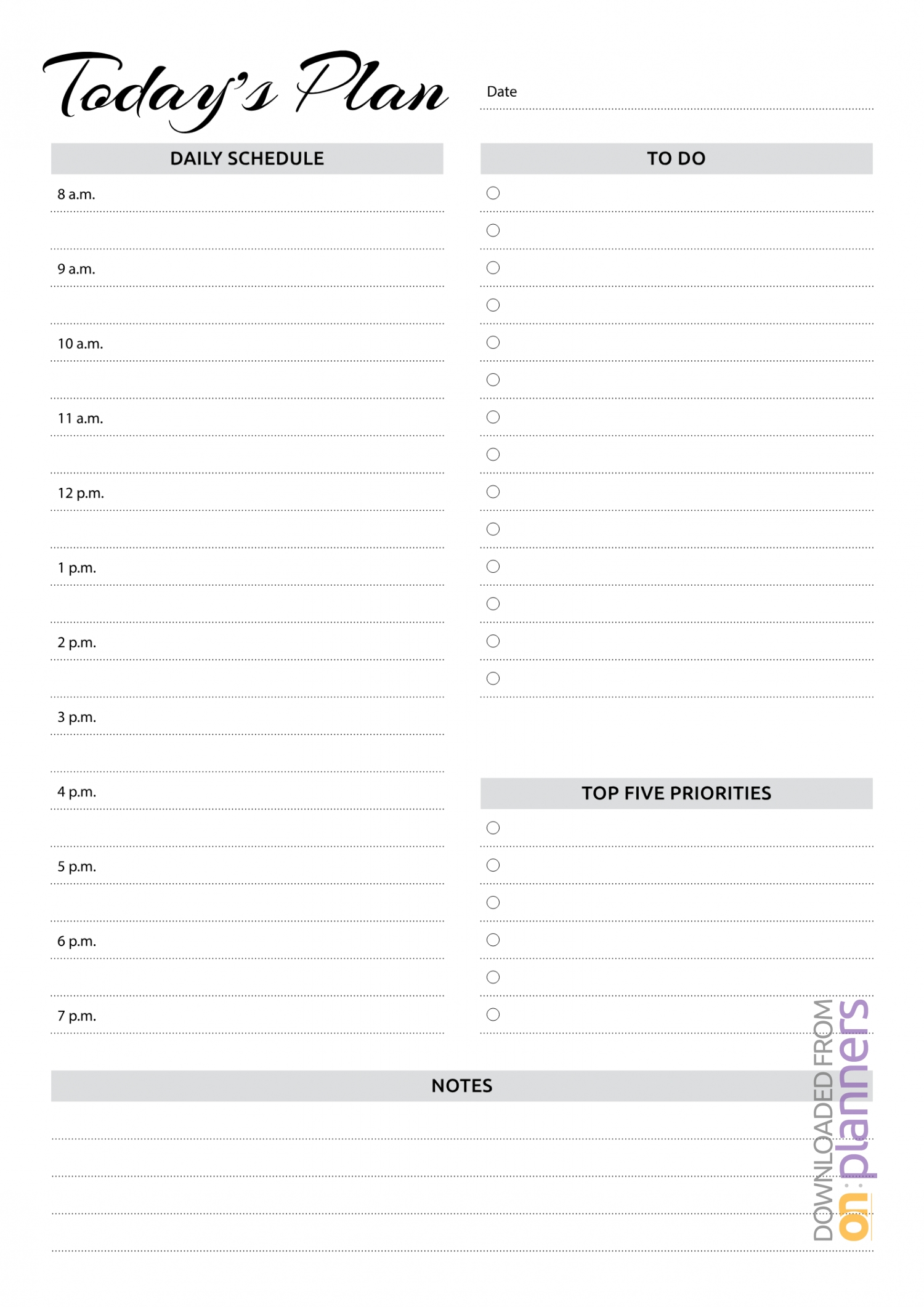 Download Printable Daily Planner With Hourly Schedule &amp; To