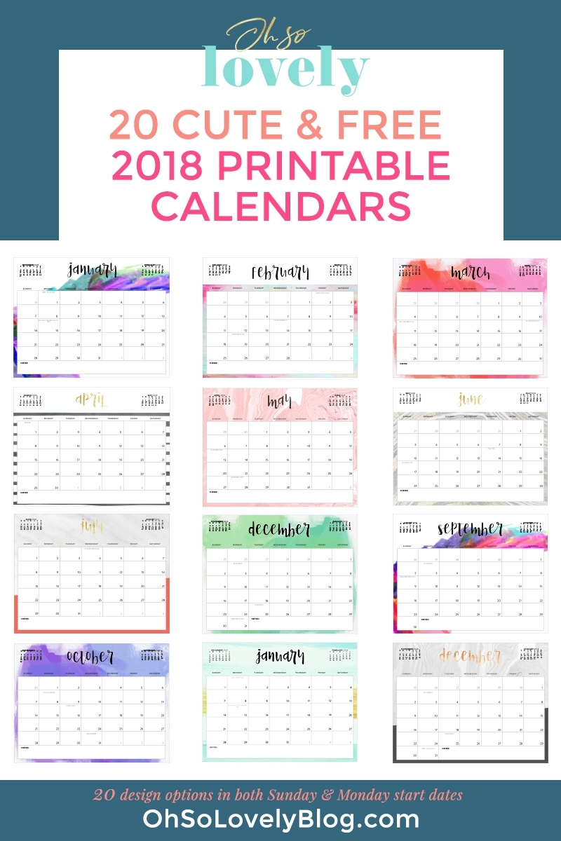 Download Your Free 2018 Printable Calendars Today! 28