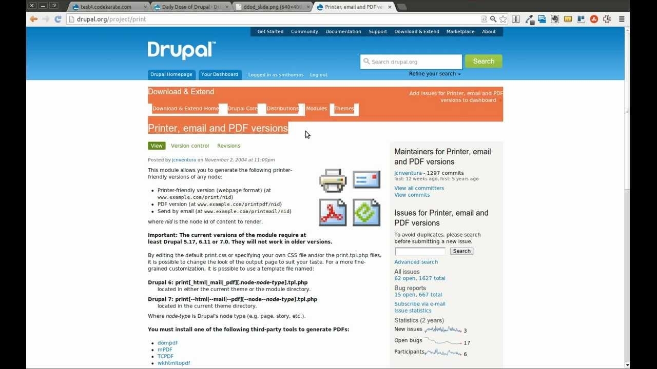 Drupal 7 Printer, Email, And Pdf Versions Module - Daily Dose Of Drupal  Episode 69