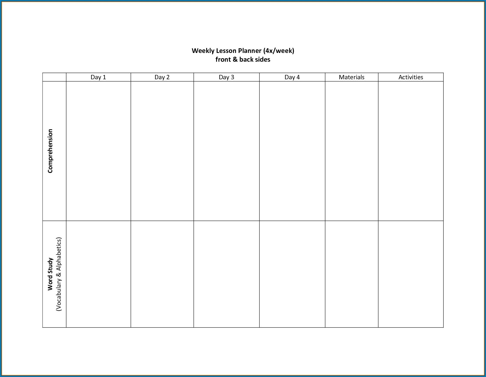 Printable Two Week Calendar Template