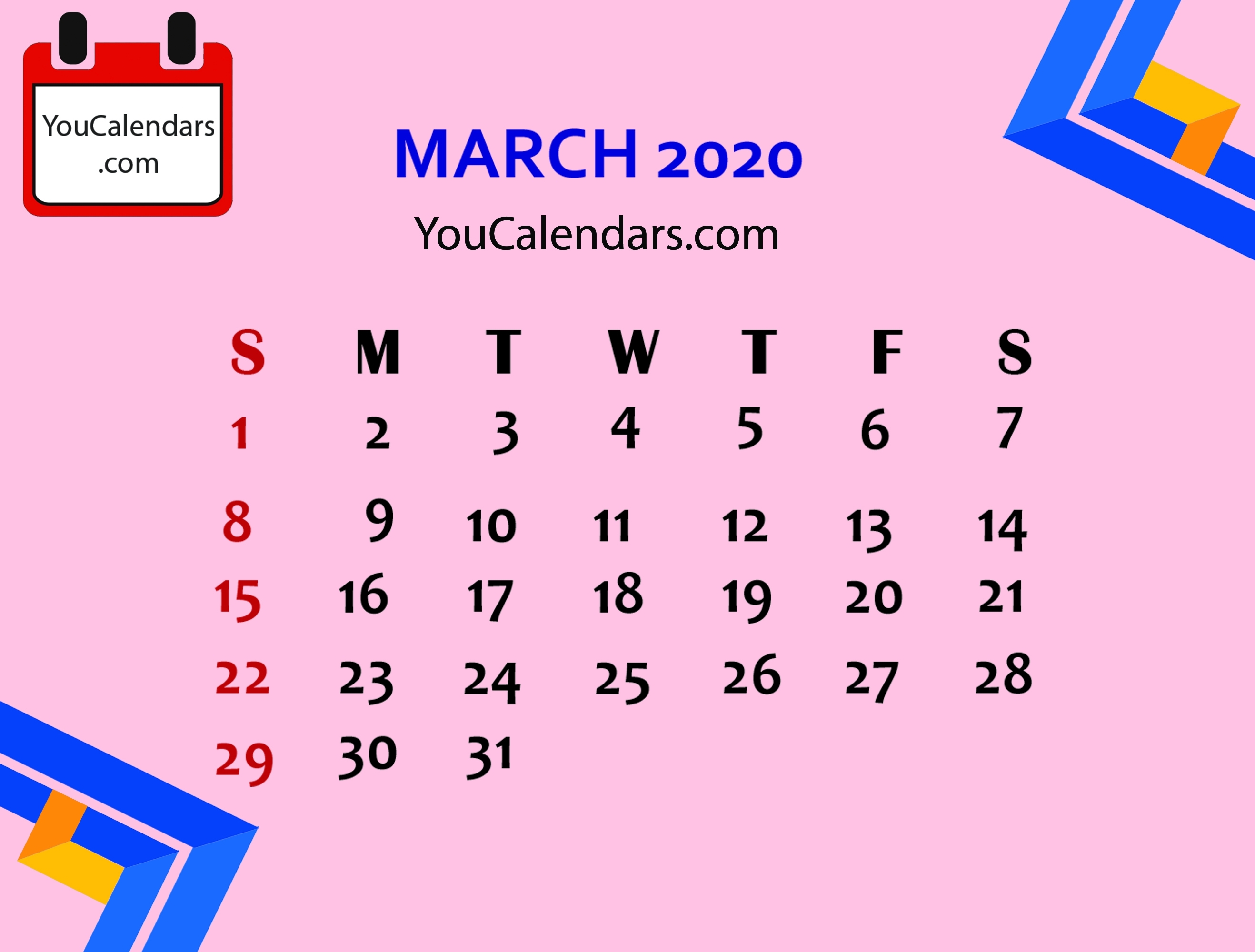 ✅Free March 2020 Calendar Printable Template - You Calendars