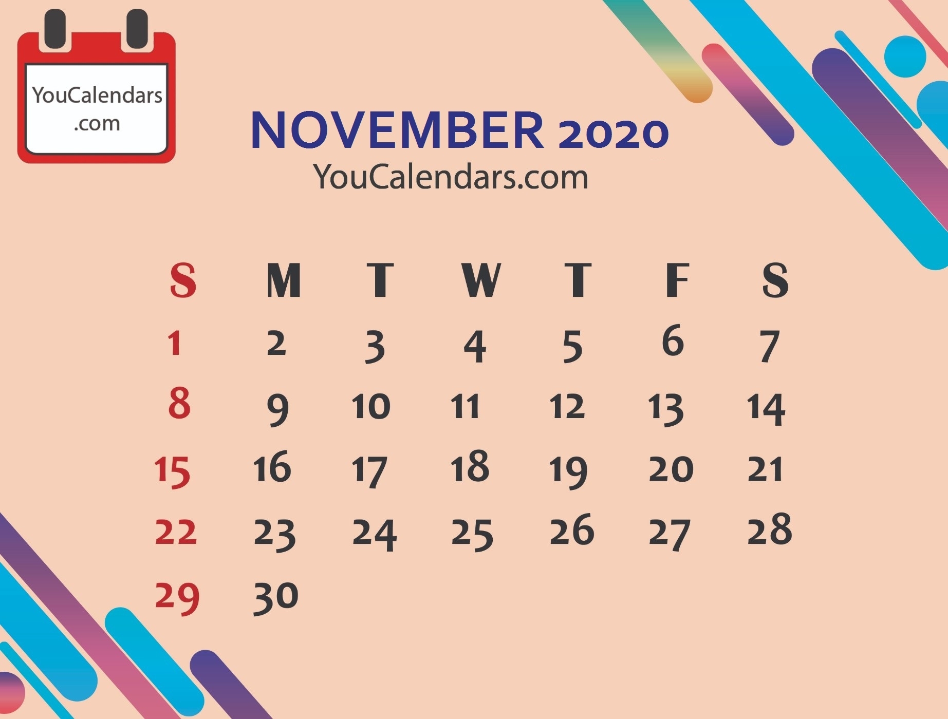 ✅Free November 2019 Calendar Printable Template - You Calendars