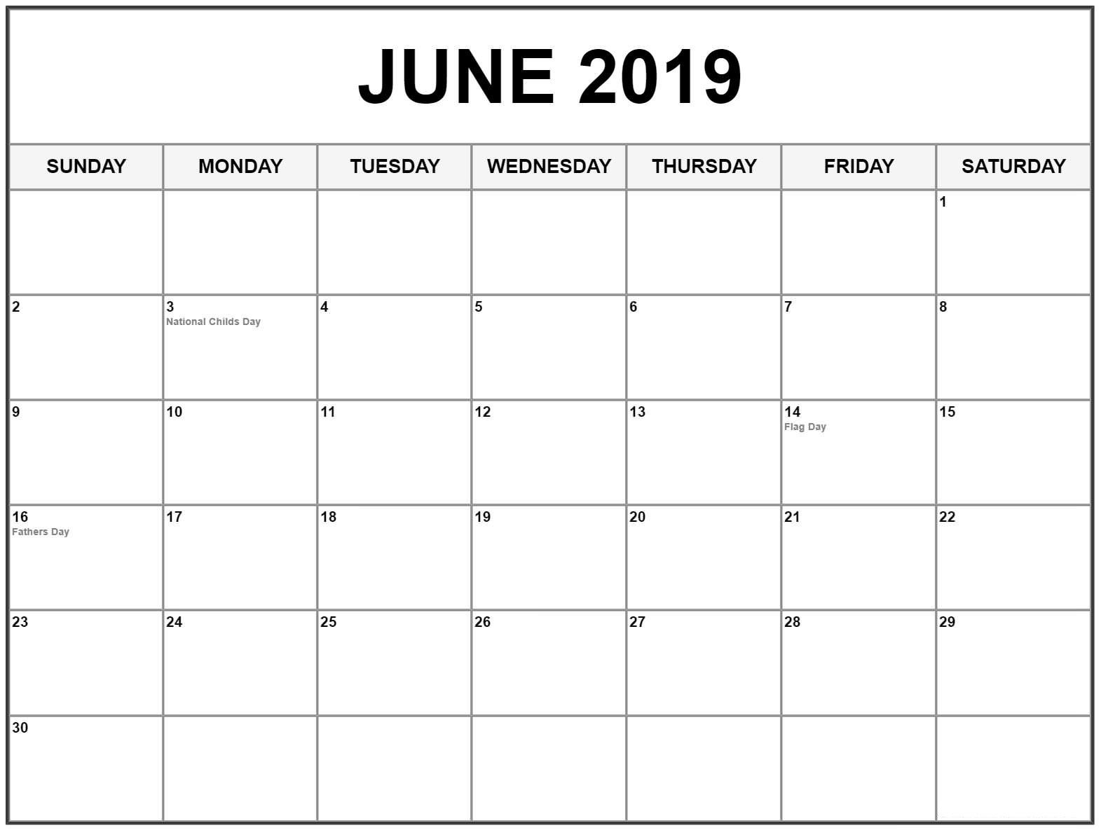 Editable June 2019 Calendar #june #junecalendar2019