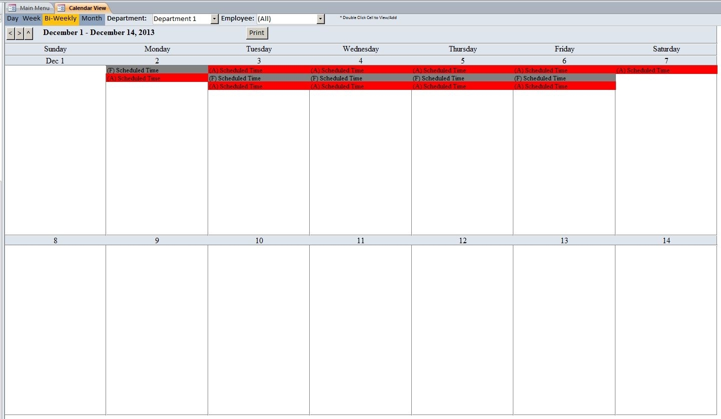 Employee Scheduling Database Template | Employee Scheduling